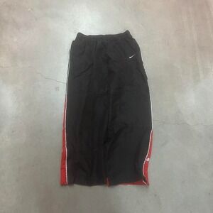 Y2K Nike men's black red track pants baggy loose fit silver tag M